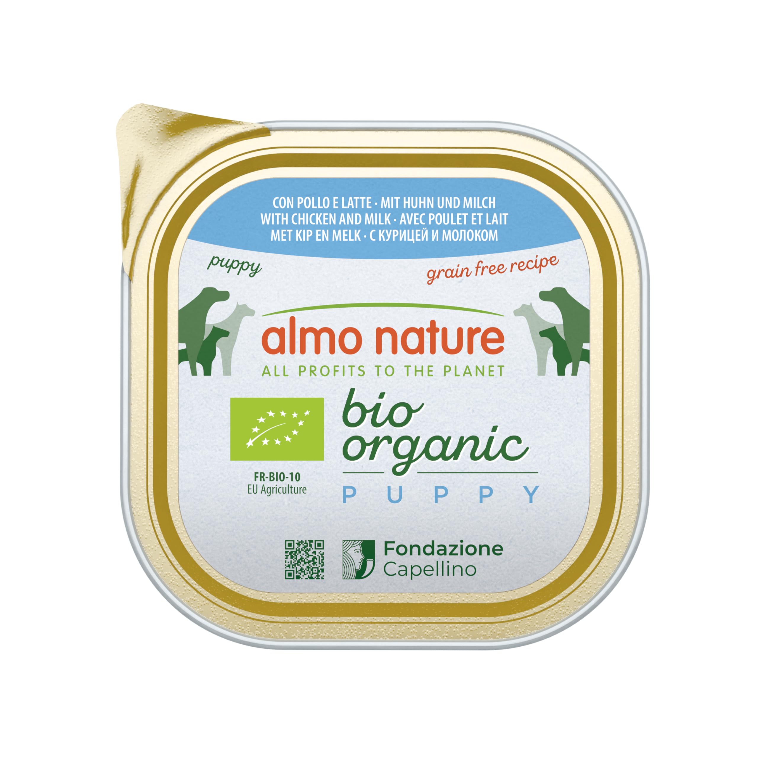 Almo Nature Biorganic Puppy - Wet Doog Food made with 100% Bio Ingredients - Chicken and Milk - 300g (Pack of 9)
