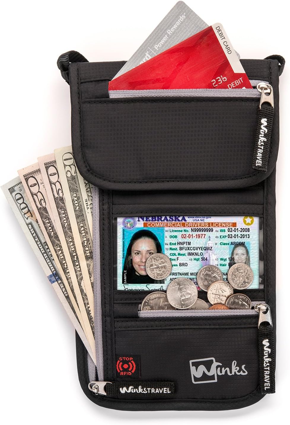 Winks Travel neck wallet with RFID Blocking Premium Traveling Pouch