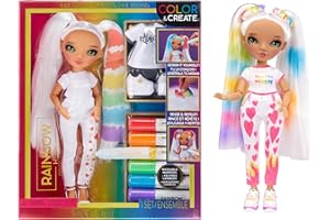 Rainbow High Color & Create Fashion DIY Doll with Washable Rainbow Markers, Green Eyes, Straight Hair in 2 Pig Tails, Bonus Top & Shoes. Color, Create, Play, Rinse and Repeat. Creative 4-12+