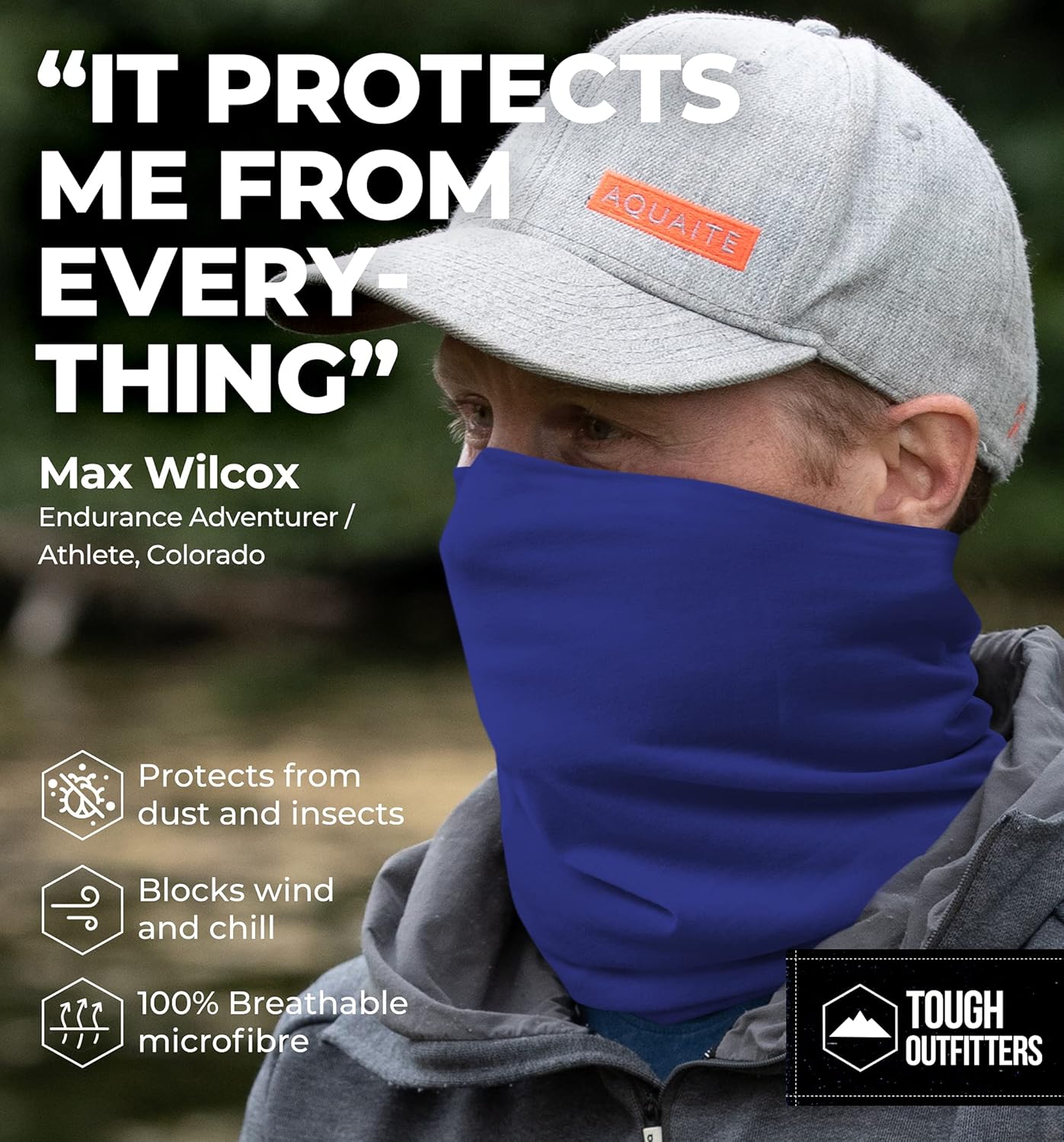 Tough Headband Neck Gaiter Face Mask & Sleeve w/ UV & Dust Protection, Navy Blue: Clothing