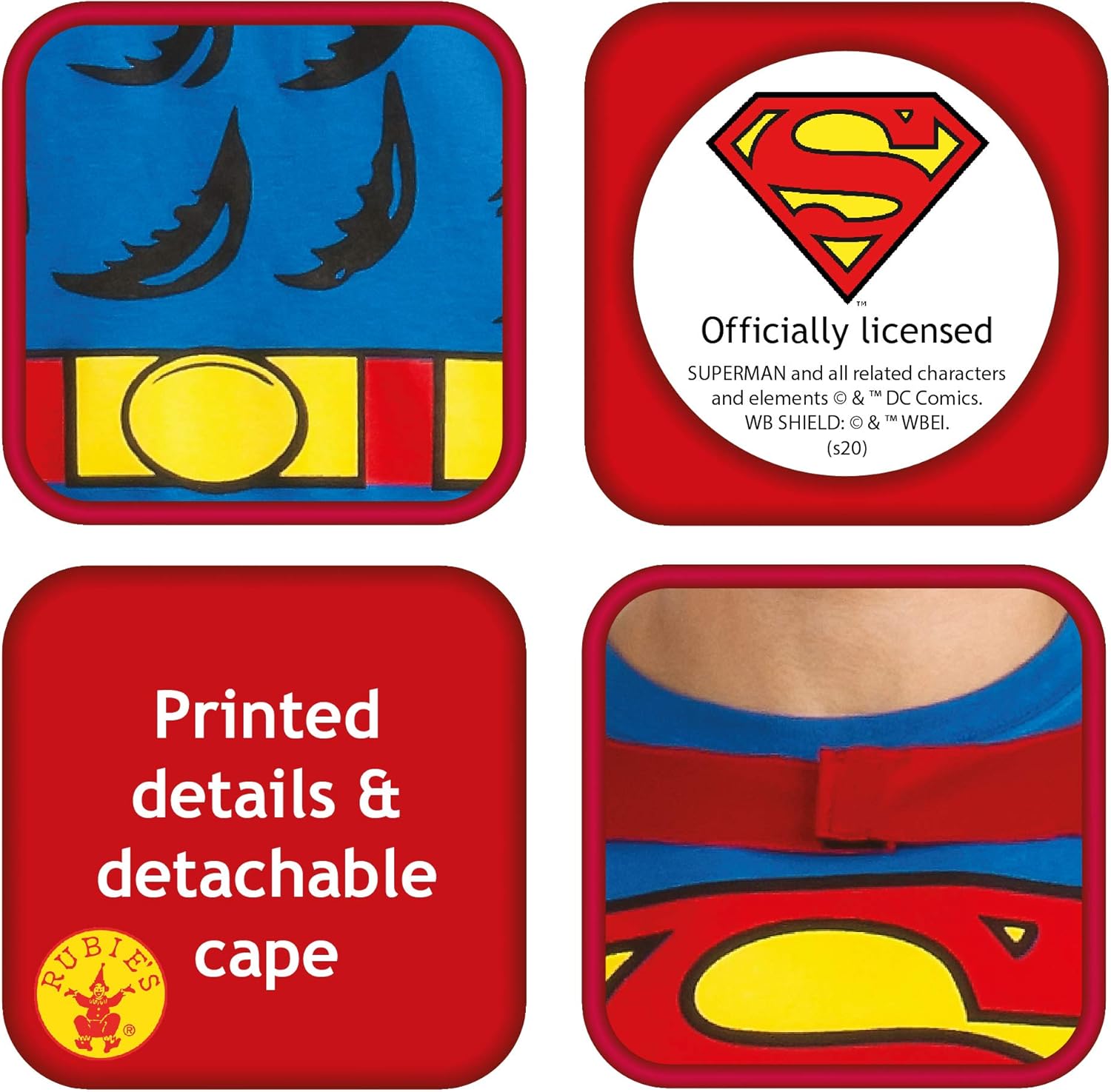 DC Comics Superman Costume T-Shirt With Cape: Clothing