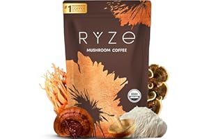 RYZE Mushroom Coffee | 6 Adaptogenic Mushrooms | Instant Coffee | Better Energy, Focus, Digestion, Immunity | Organic USA Gro