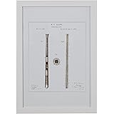Amazon Brand – Stone & Beam Modern Gold Print of 1885 Baseball Bat Patent, White Frame, 15" x 21"
