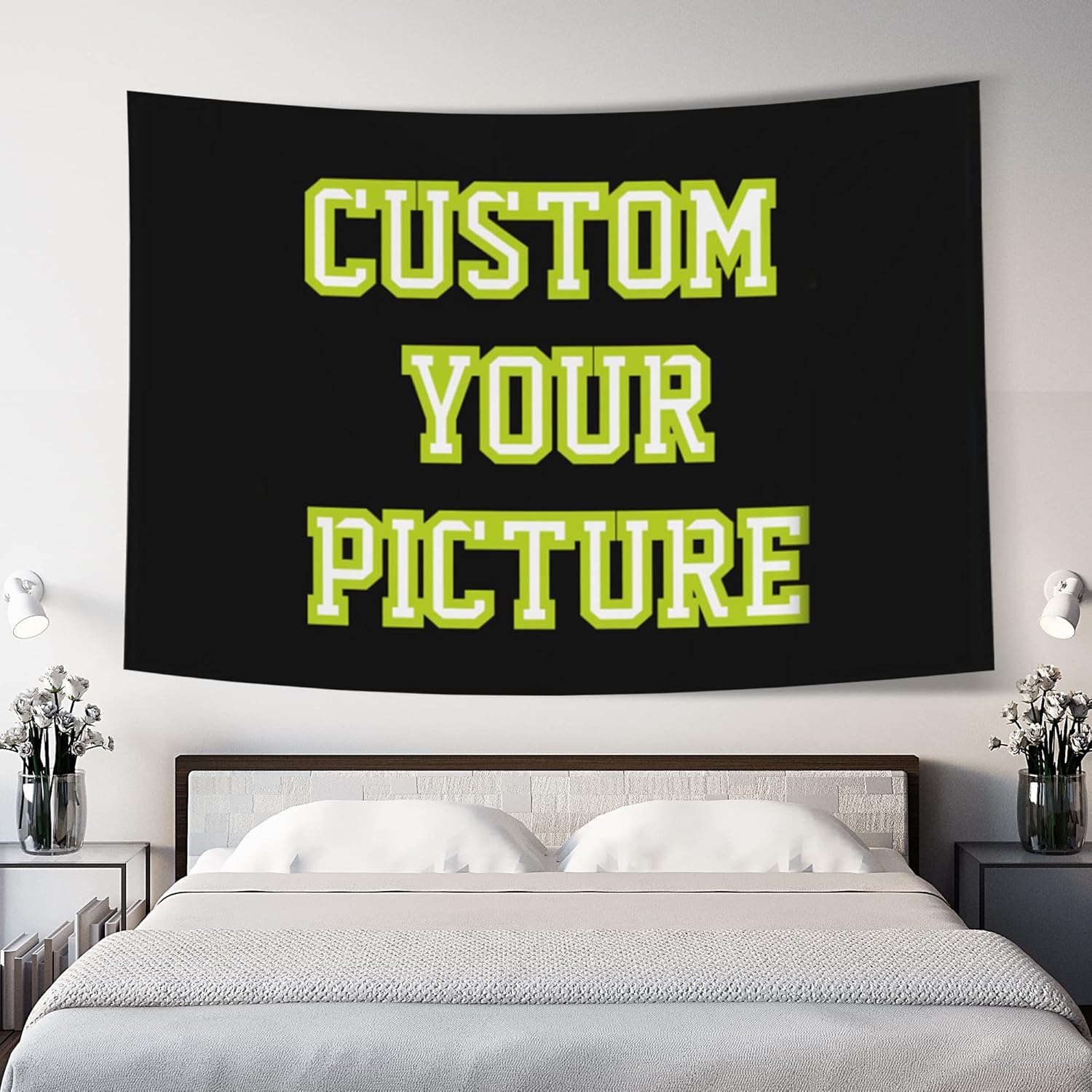 Tapestries - JINJUREN Custom Tapestry Upload Images Personalized, Customized Backdrop Banner Print Any of Your Design Photo/Text/Logo Wall Hanging Art Decor for Wedding, Family, Festival ,Birthday Gifts (white, 40*60 inch)