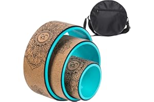 Aiweitey Back Roller Set, Cork Yoga Wheel for Backbends Pain Relief Massages Muscle Pilates Relaxation Balance with Bag.