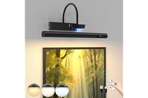 Bridika Picture Light Battery Operated, 13.8in Picture Lights for Wall, 3 Colors & Brightness Dimmable, Rechargeable Art Light for Paintings Photo Dartboard Gallery Bedroom Bathroom Black