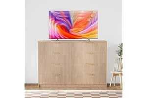 8-Drawer Fluted Dresser, Wood Storage Organizer with 9 Drawers, Large Capacity & Anti-Tip, Retro Bedroom Dresser & Nightstand