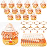 Huquary 25 Sets Halloween Christian Candy Corn Bracelets Bulk | Religious Trinity Christian Stretch Bracelets,Halloween Trick or Treat Favors,Church Office School Party Supplies