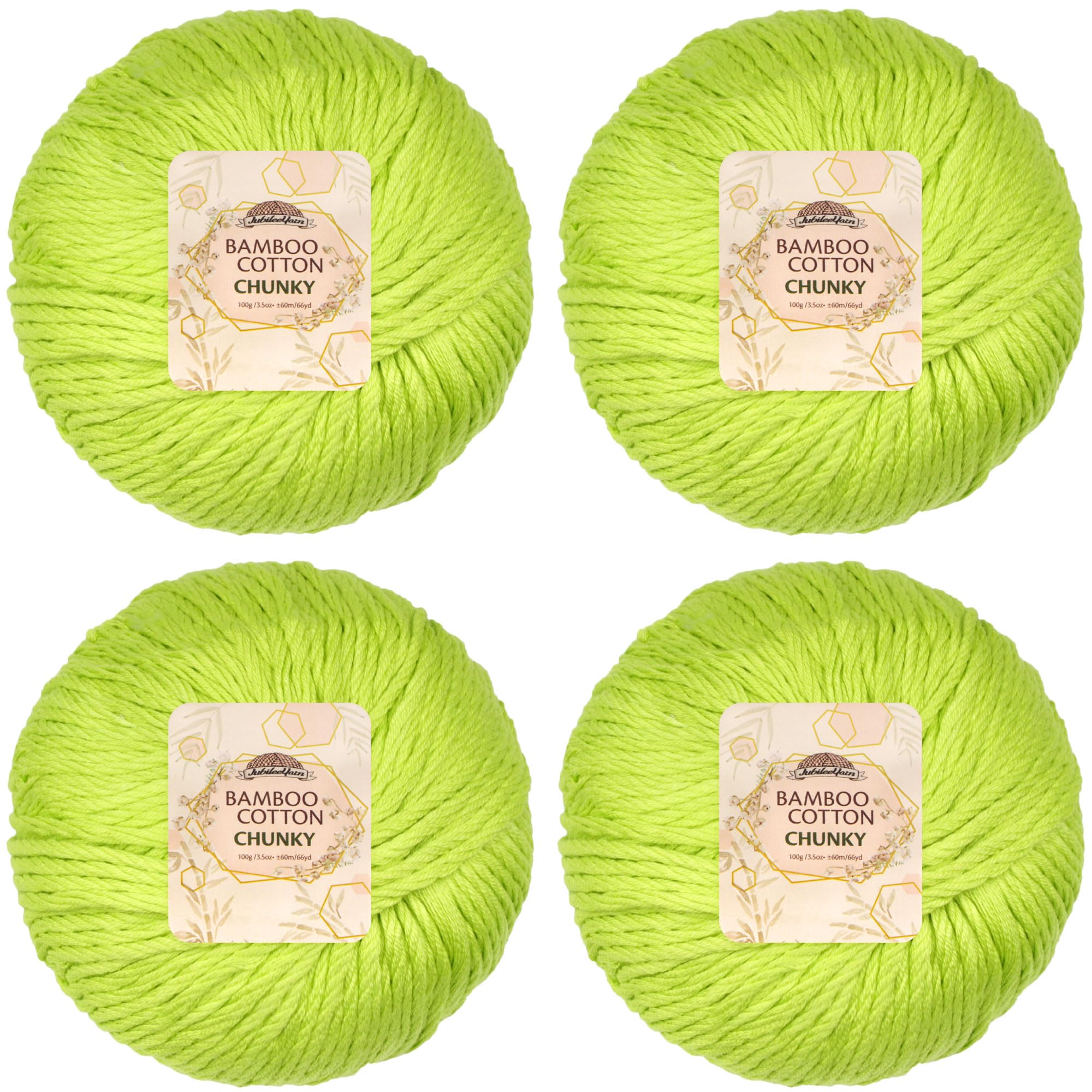 JubileeYarn Bamboo Cotton Chunky Yarn - 100g/Ball - Avocado - 4 Balls