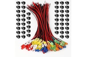 OWOFYDR 12V Pre-Wired 5mm LED Diode | Mini Led (9V-12V) - 6 Colors x 10 Pcs Micro LED Lights (60 Pcs Total) for Model Assortment Kit