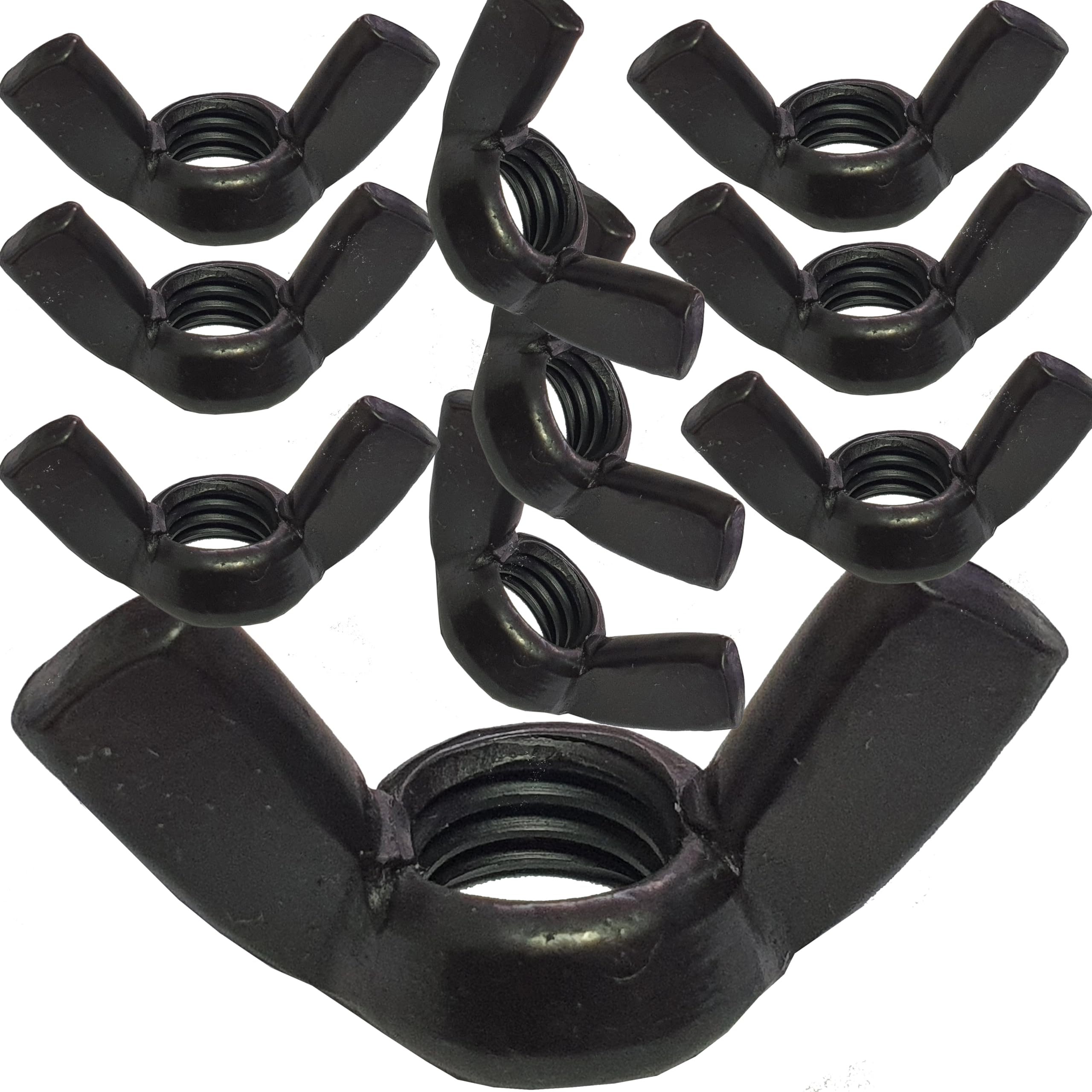 M8 Wing Nuts Black Stainless Steel DIN315 Blackened Finish Nut Fasteners and Fixings (Pack of 10)