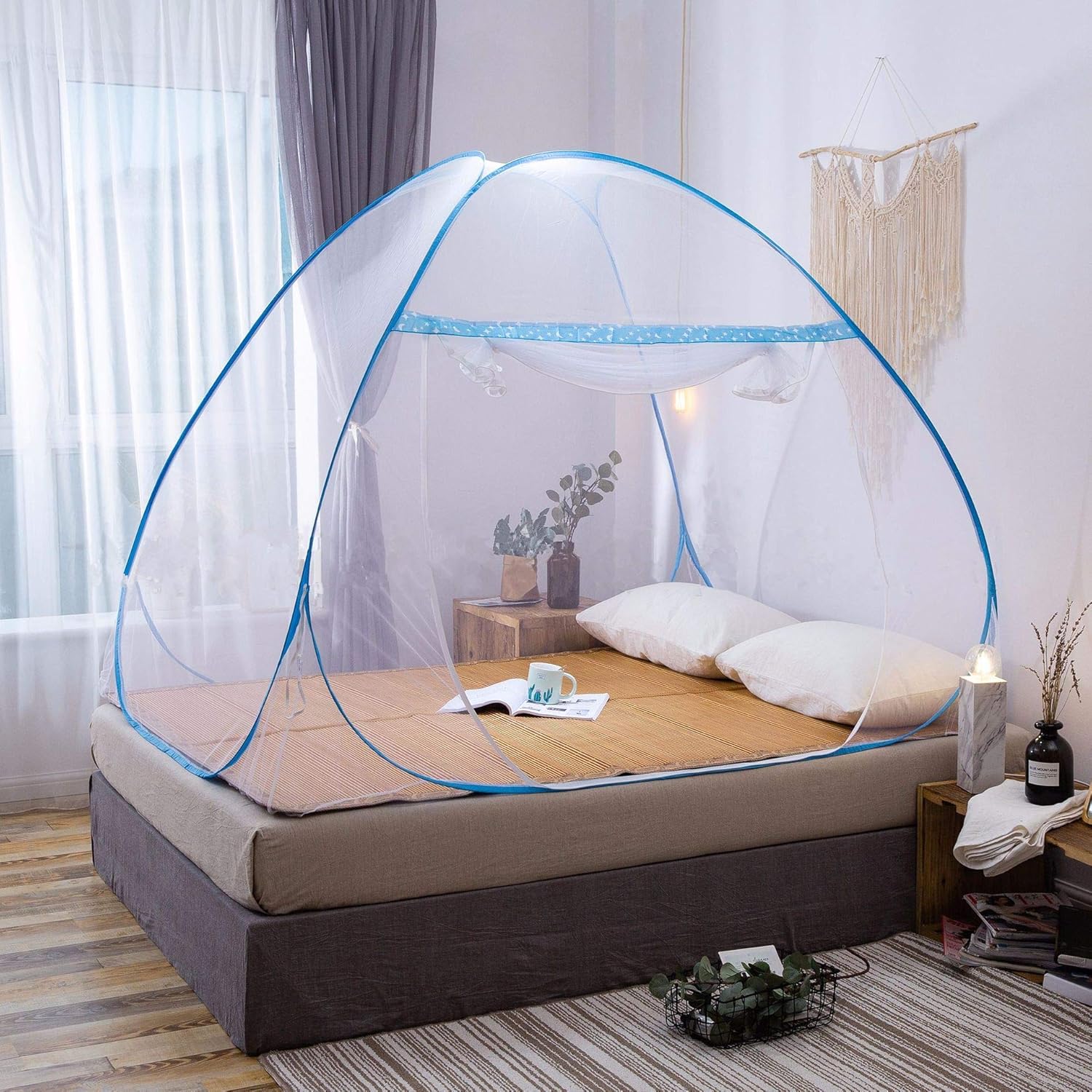 Moustiquaire de Lit Pliable, Popup Moustiquaires avec Entrée