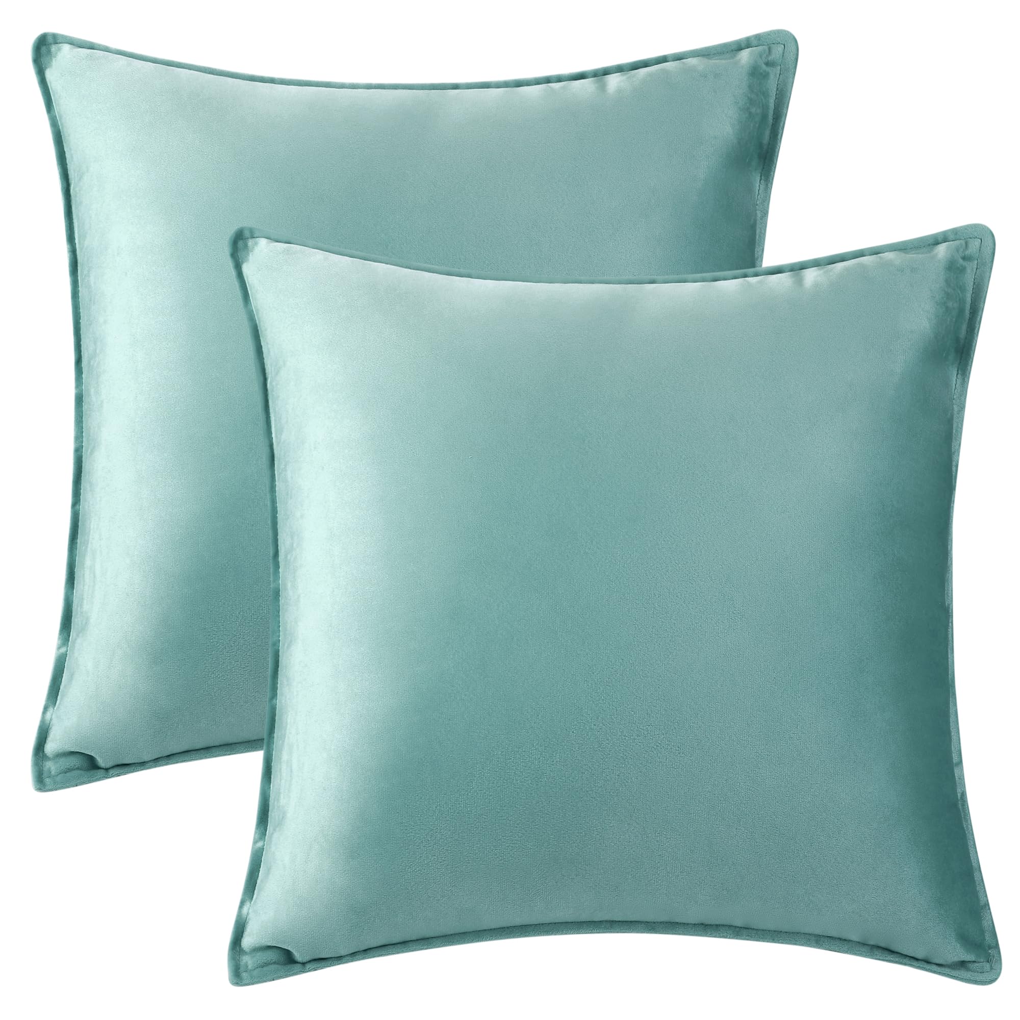 Uxcell Pack of 2 Decorative Velvet Cushion Covers Home Decor Solid Pillow Cover for Couch Sofa Living Room Light Blue 50 x 50 CM