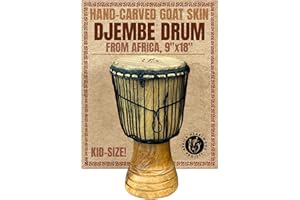 Africa Heartwood Project Hand-Carved Djembe Drum from Africa - 9"x18" Classical Heartwood Djembe Musical Instrument (Random Carving) Solid Wood & Natural Goat Skin - Ready to Play Out of the Box