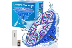 DIMGOGO Pool Lights for Inground Pool - RGB LED Pool Lights, 120V 60W Underwater Pool Light Bulb with Remote Control, E26/E27 Replacement for Pentair Hayward Fixture