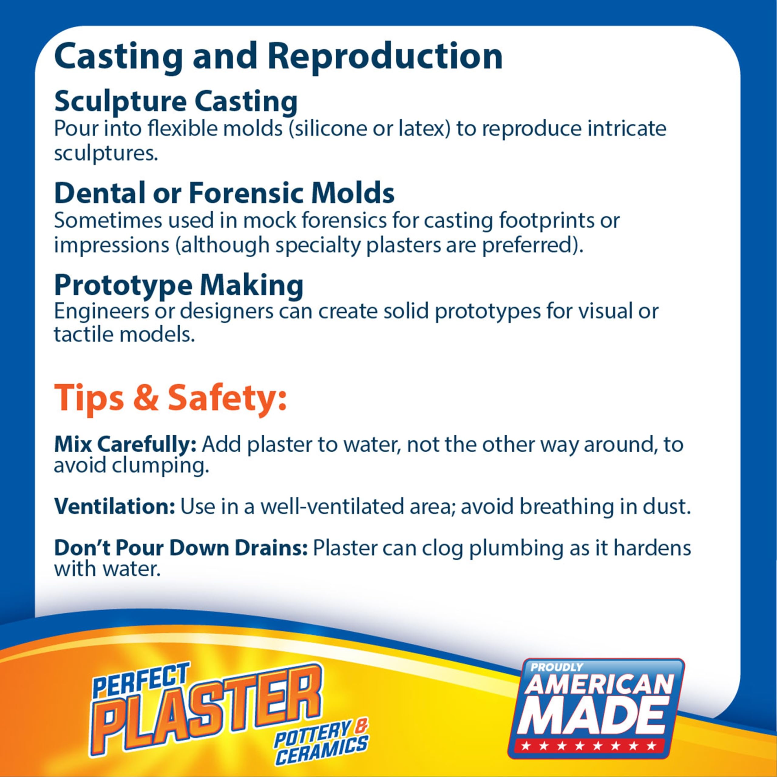 Perfect Plaster Non-Toxic, Color-Blendable, Mix with Water Pottery & Ceramic Casting Material - 4 Pound