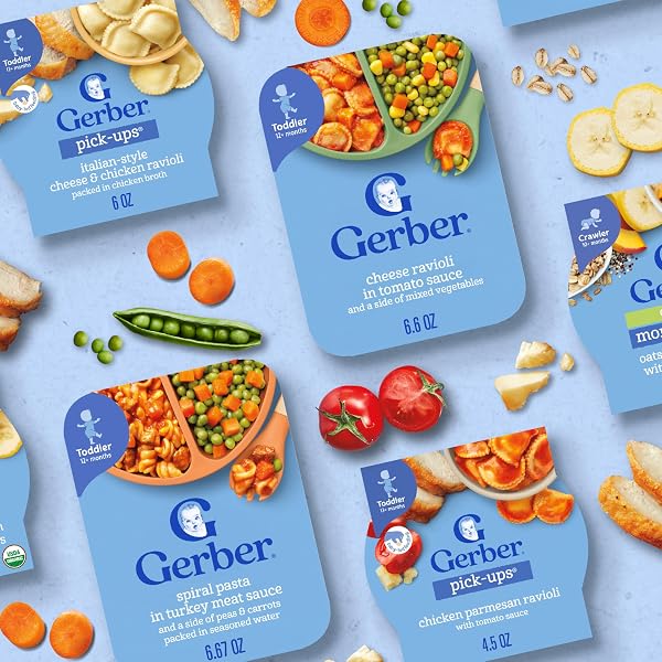 GERBER TODDLER FOOD, CHICKEN PARMESAN RAVIOLI PICK-UPS, MEALTIME FOR TODDLER