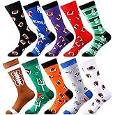 Ficerd 10 Pairs Novelty Football Socks Funny Sports Themed Crew Socks Unisex Football Lover Christmas Gifts for Youth Men Women