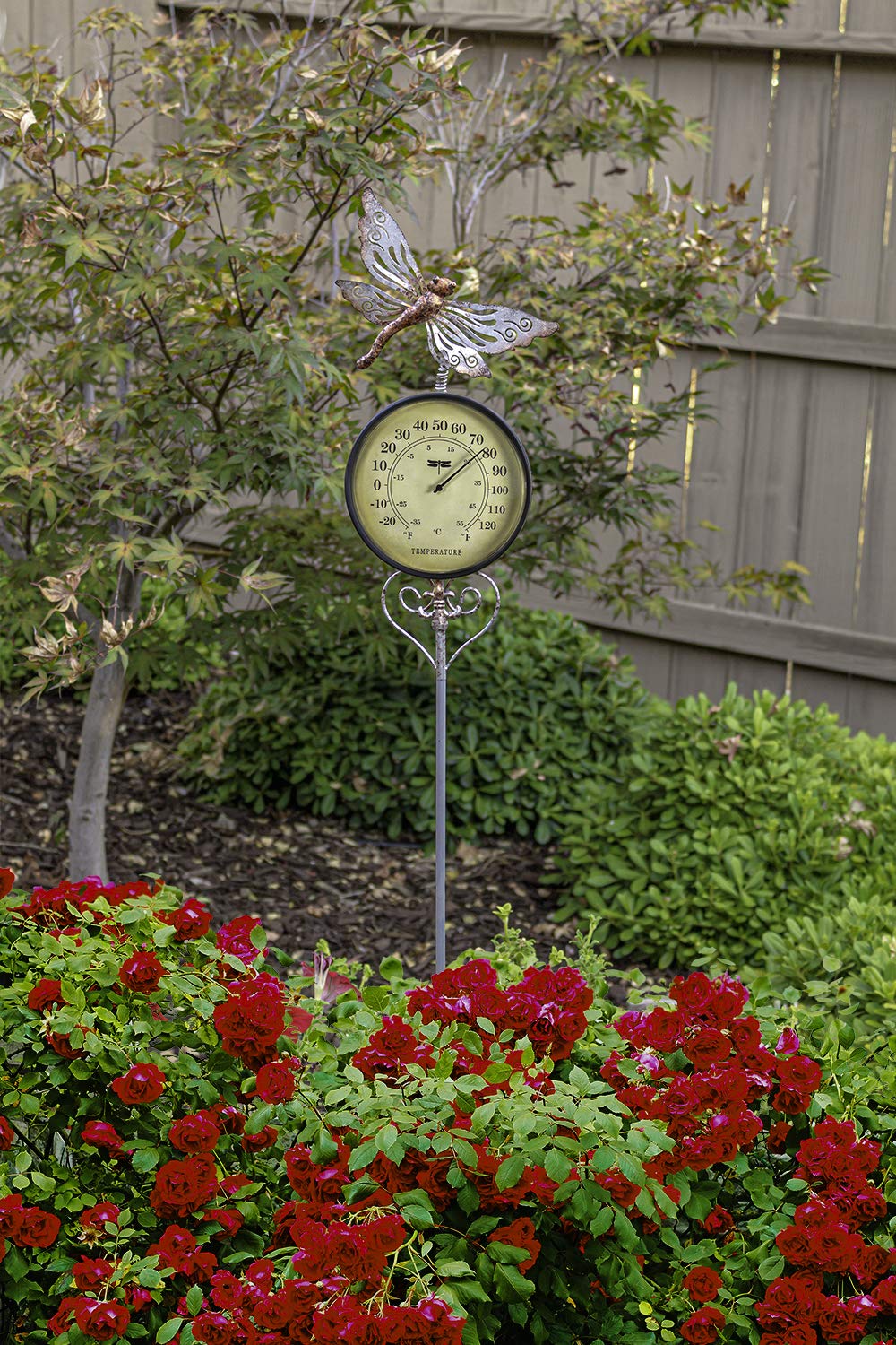 Poolmaster 54583 Outdoor Thermometer Garden Stake, Dragonfly, Multi