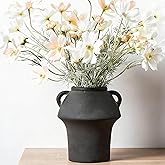 Black Vases Home Decor - Ceramic Vase for Flowers - Decorative Vase with Handle - Unique Fall Vase for Centerpieces, Farmhouse Vintage House for Pampas Grass