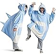 Bedsure Shark Blanket Hoodie Standard One Size, Wearable Shark Blanket Fleece Soft Cozy Animal Costume, for Teens, Adults, Men, Women, Kids, Blue