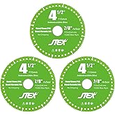 JTEX Indestructible Disc 4-1/2 Inch for Angle Grinder, 7/8" Arbor, Multi-Material Diamond Blade Cutting for Metal, Rebar, Tile, Stone, PVC Pipes (3-Pack)