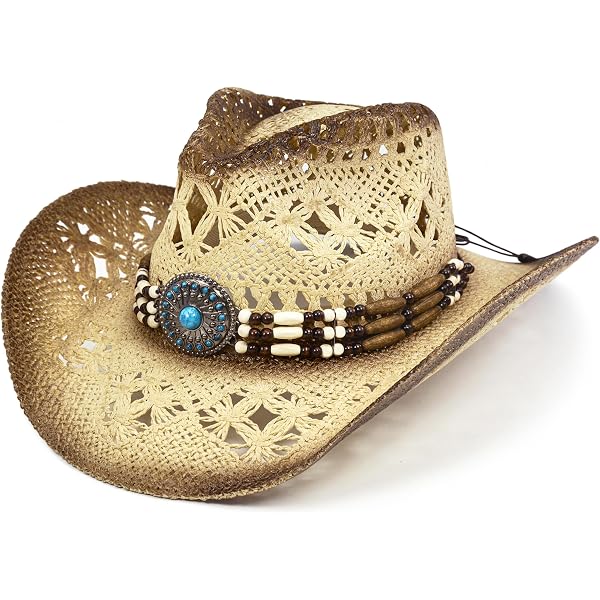 Straw Cowboy Cowgirl Hats for Women Men Summer Beach Sun Hat  display picture 2