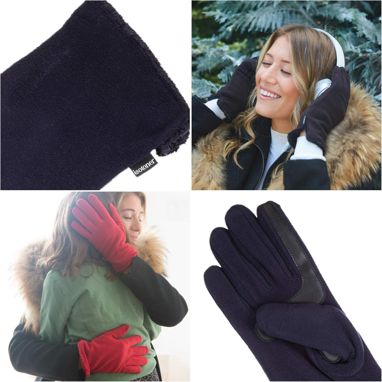 isotoner Women's Stretch Fleece Touchscreen Texting Cold Weather Gloves with Warm, Soft Lining, smartDRI Black, One Size at  Women’s Clothing store