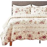 Greenland Home Antique Rose 100% Cotton Heirloom-Quality Quilt Set, 2-Piece Twin/XL, Ecru