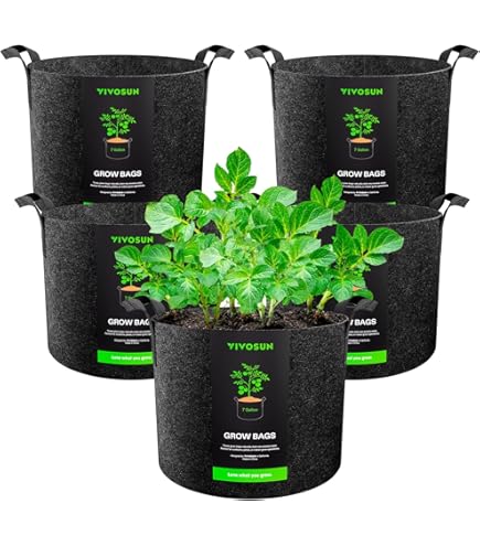 AC Infinity Planten pot, set van 5 stuks, plantenzak, van 500 g dikke niet-geweven stof, ca. 56,8 liter, herbruikbaar, met beluchting, multifunctionele ringen, om planten op te hangen
