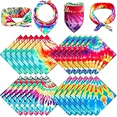 Toulite Tie Dye Bandanas Bulk Rainbow Psychedelic Pattern Bandana for Men Women Hippie Pet Halloween Party Accessories