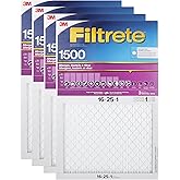 Filtrete 16x25x1 AC Furnace Air Filter, MERV 12, MPR 1500, CERTIFIED asthma & allergy friendly, 3 Month Pleated 1-Inch Electr