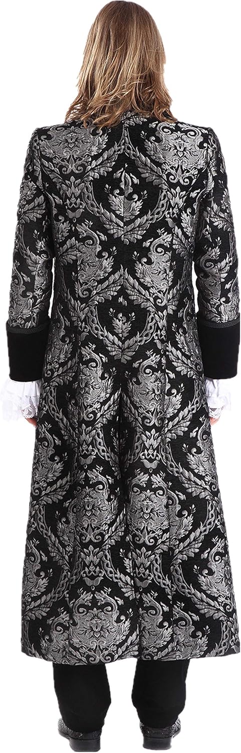 Pentagramme Men Gothic Vintage Long Tailcoat Masquerade Party Wedding Jacket: Clothing