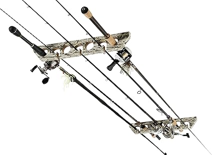 Camo Horizontal Ceiling Rack For Fishing Rod Storage Holds Up To 7 Fishing Rods