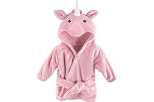 Hudson Baby Soft Plush Baby Bathrobe, Pink Unicorn, 0-9 Months