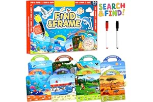 OHARLOBE Search and Find Books for Kids 3-5, Reusable Preschool Learning Activities, Perfect Road Trip Car Airplane Games, Educational Toys, Busy Books for 3 4 5 6 Year Old Boys Girl Christmas Birthday Gifts
