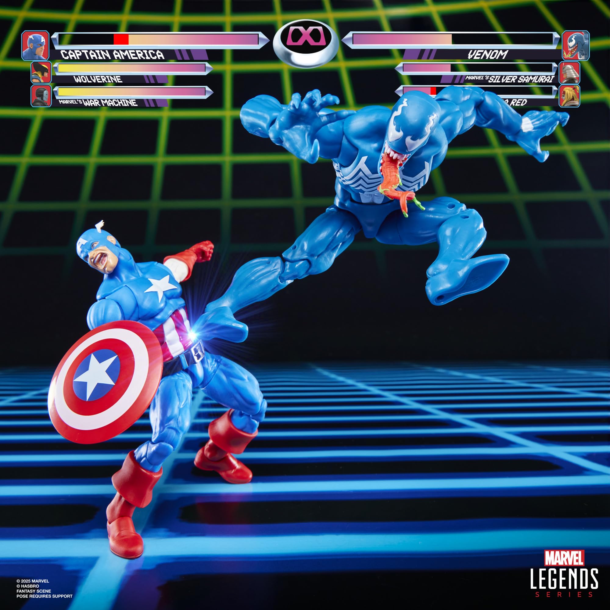 Marvel Legends Series Gamerverse Captain America vs Venom, Retro Video Game-Inspired Collectible 6-Inch Action Figures