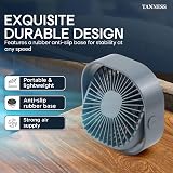 TANNESS Desk Fan USB 360° Rotation Small Quiet 3 Speed Grey view 4