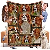 Throw Blanket King Charles Cavalier Dog Blankets Fuzzy Fleece Soft Blanket Cozy Warm Travel Blanket for Couch Sofa or Bed, Dogs Lover Gift, 50 x 60 Inch