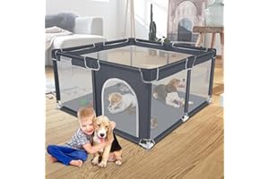 Rundik Pet Puppy Dog Playpen, Small Dog Play Pen Indoors/Outdoor, Sturdy Safety Dogs/Cats Tent Crates Cage with Thickened Fabric, Exercise Play Pet Kennel, High-Strength Nylon Wire Mesh, 50x50x25.59”
