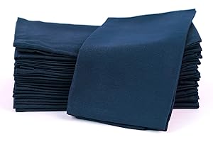 AMOUR INFINI Dinner Cloth Napkins 100% Cotton 18x18 Inch|Dinner Napkins Cloth Set of 12 Reusable|Table Napkins for BBQ,Buffet,Parties,Events & Camping|Thanksgiving Christmas Fall Festive Decor|Blue
