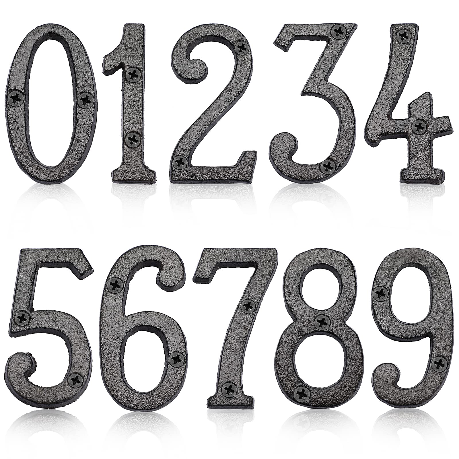 Photo 1 of JUXYES Set of 10 Cast Iron House Numbers 3.14 Inch Rustic Nail On Home Address Numbers with Matching Screws Vintage Mailbox Numbers 0 to 9 Outside Door Gate Numbers
