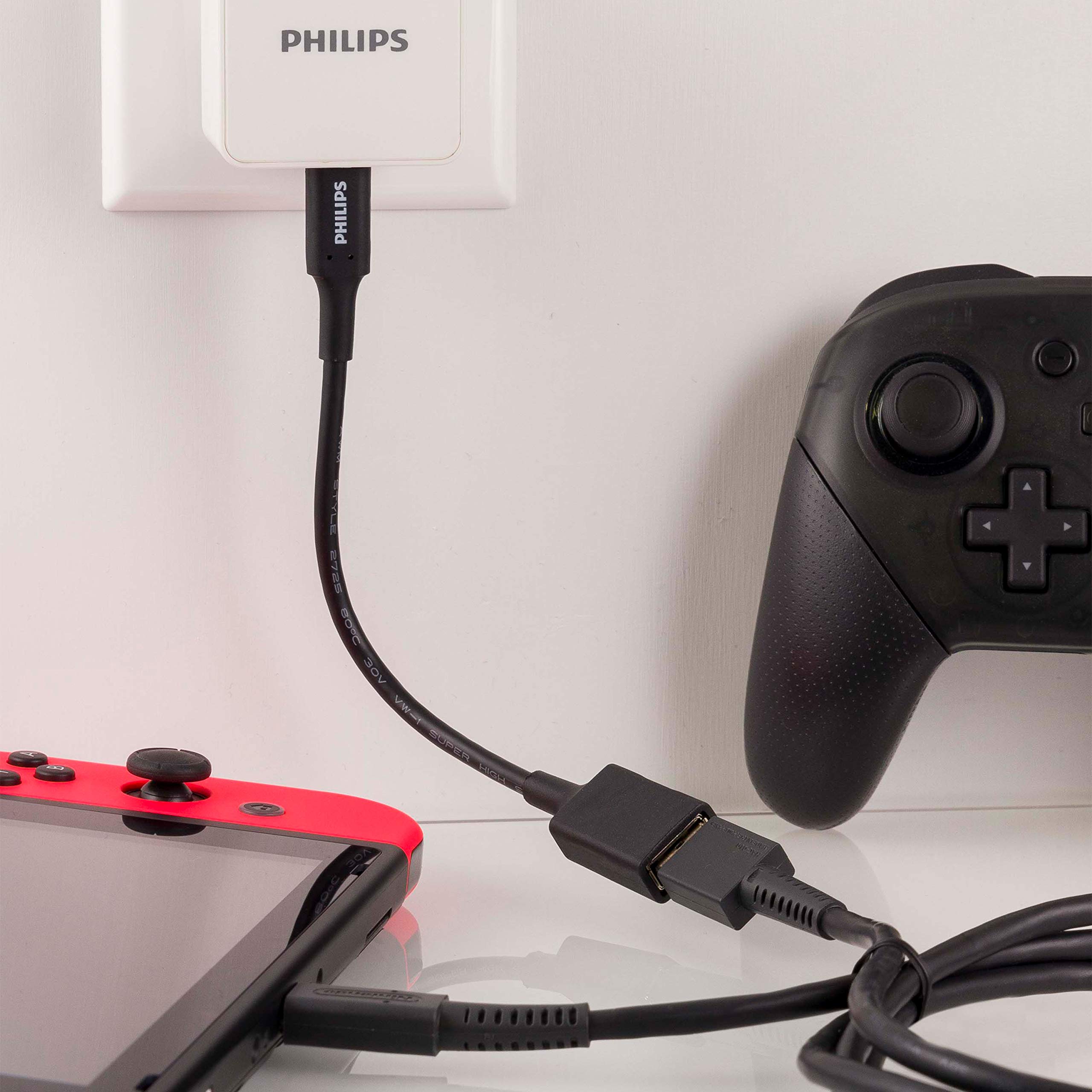 Philips USB C Male to USB A Female Adapter, 15W 6 inch Type A, 3.0 Adapter Port, Compatible with MacBook Pro/Air, iPhone 16 Pro/Max, Samsung Galaxy S24/S23/S22, 5 Gbps Transfer Speed, Black, SWU7113A/27