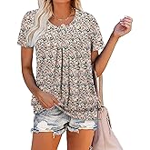 ZOLUCKY Womens Casual Short Sleeve Tunic Tops Scoop Neck T Shirts Summer Loose Fit Tunics