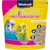 VitaSmart 2 lb Parakeet Food With Seeds Grains Fruits Veggies | Omega Fatty Acids And Vitamin Enrichment For Wholesome Daily Nutrition And Happy Parakeet Mealtimes