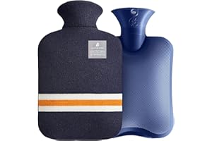 OliviaLiving Hot Water Bag Hot Water Bottle 2 Liter Heat Up and Refreezable Hot Cold Pack with Classic Striped for Pain Relie