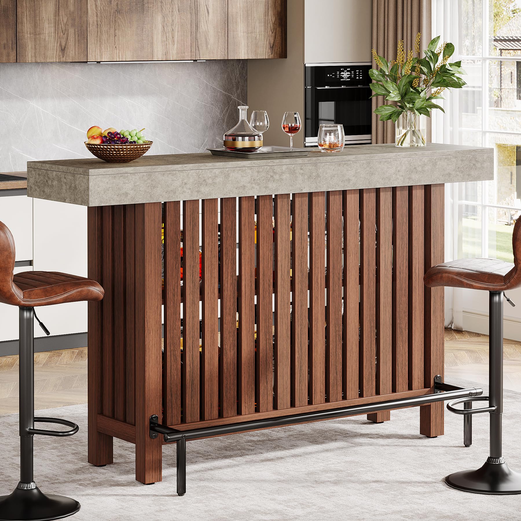 Photo 1 of ***parts only****Tribesigns 63-Inch Large Home Bar Unit, 2-Tier Mini Bar Table Height Pub Table with Footrest, Modern Coffee Bar Cabinet for Home Kitchen, Bistro, Dining Room, Living Room