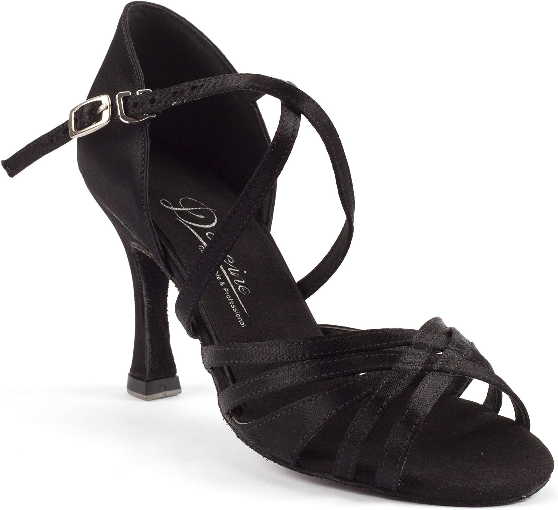 Dancine Ballroom Latin Social Salsa Tango Dance Shoes,Double-Layer Heel Tip,Premium Satin,Three Styles
