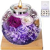 Valentines Day Rose Gifts for Her Birthday Gift for Women Mom Flowers for Delivery Preserved Flowers Forever Eternal Rose in Glass Dome with Scented Purple Valentine Gifts for Daughter Wife Girlfriend