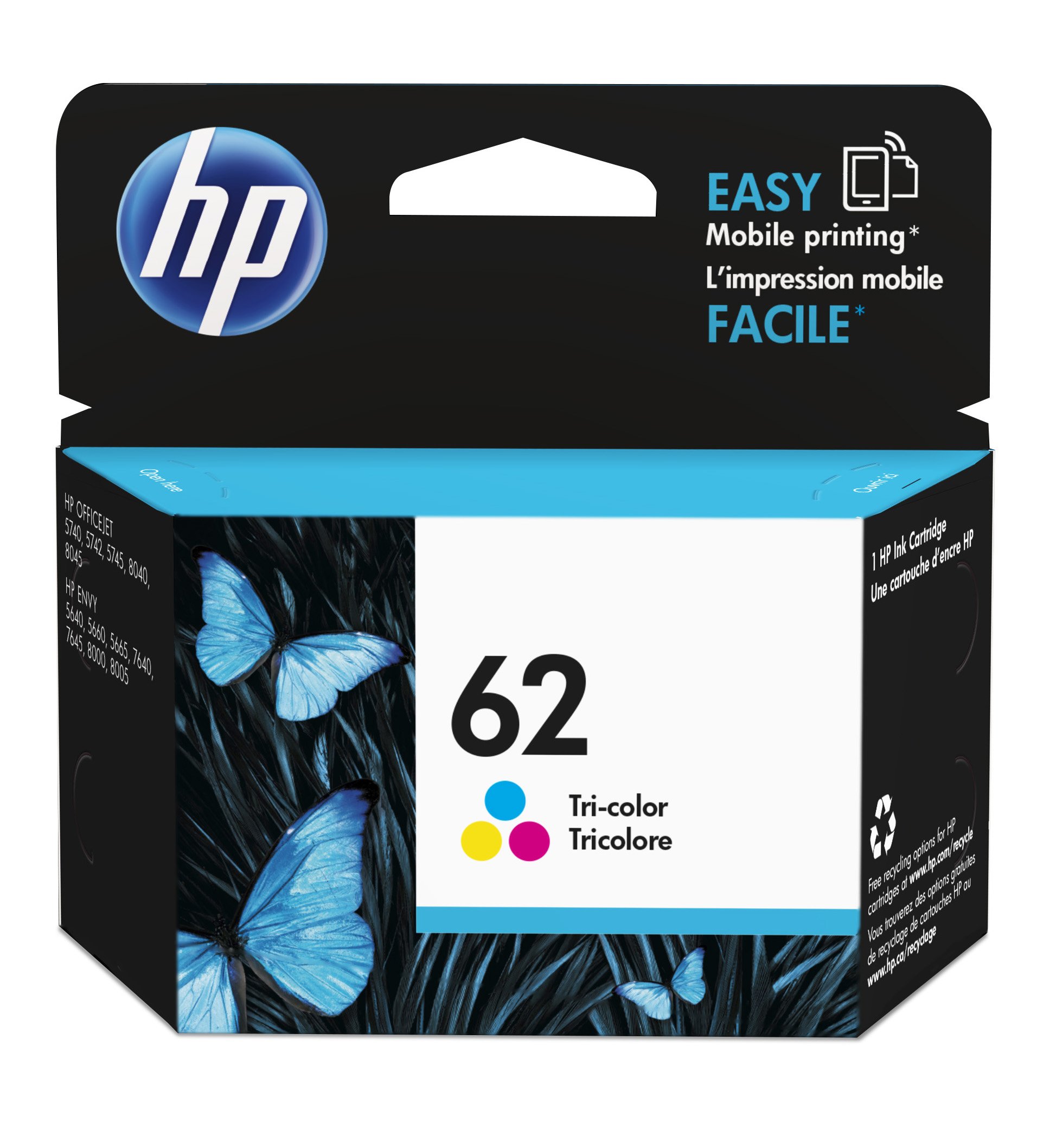 126563 - HP 62 (Yield: 165 Pages) Cyan/Magenta/Yellow Ink Cartridge